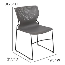 Load image into Gallery viewer, 661 lb. Capacity Gray Full Back Stack Chair with Black Powder Coated Frame
