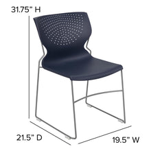 Load image into Gallery viewer, 661 lb. Capacity Navy Full Back Stack Chair with Gray Powder Coated Frame
