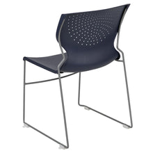 Load image into Gallery viewer, 661 lb. Capacity Navy Full Back Stack Chair with Gray Powder Coated Frame
