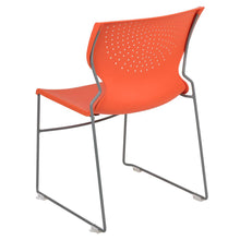 Load image into Gallery viewer, 661 lb. Capacity Orange Full Back Stack Chair with Gray Powder Coated Frame
