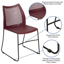 Load image into Gallery viewer, Burgundy Stack Chair with Air-Vent Back and Black Powder Coated Sled Base
