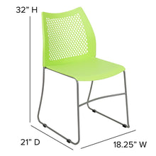 Load image into Gallery viewer, Green Stack Chair with Air-Vent Back and Gray Powder Coated Sled Base
