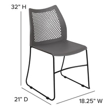 Load image into Gallery viewer, Gray Stack Chair with Air-Vent Back and Black Powder Coated Sled Base
