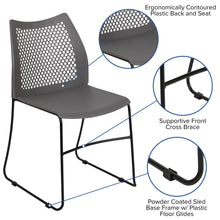 Load image into Gallery viewer, Gray Stack Chair with Air-Vent Back and Black Powder Coated Sled Base
