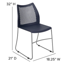 Load image into Gallery viewer, Navy Stack Chair with Air-Vent Back and Gray Powder Coated Sled Base

