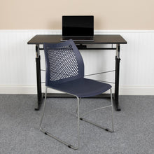 Load image into Gallery viewer, Navy Stack Chair with Air-Vent Back and Gray Powder Coated Sled Base
