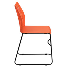 Load image into Gallery viewer, Orange Stack Chair with Air-Vent Back and Black Powder Coated Sled Base
