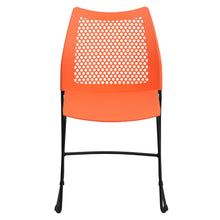 Load image into Gallery viewer, Orange Stack Chair with Air-Vent Back and Black Powder Coated Sled Base
