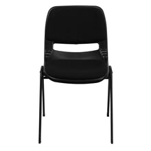 Load image into Gallery viewer, 880 lb. Capacity Black Padded Ergonomic Shell Stack Chair with Black Frame
