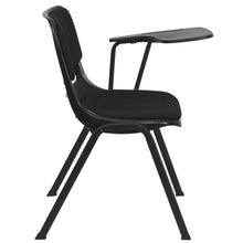 Load image into Gallery viewer, Black Padded Ergonomic Shell Chair with Left Handed Flip-Up Tablet Arm
