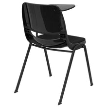 Load image into Gallery viewer, Black Padded Ergonomic Shell Chair with Left Handed Flip-Up Tablet Arm
