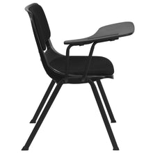 Load image into Gallery viewer, Black Padded Ergonomic Shell Chair with Right Handed Flip-Up Tablet Arm
