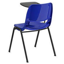 Load image into Gallery viewer, Blue Ergonomic Shell Chair with Right Handed Flip-Up Tablet Arm
