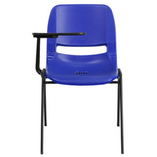 Load image into Gallery viewer, Blue Ergonomic Shell Chair with Right Handed Flip-Up Tablet Arm
