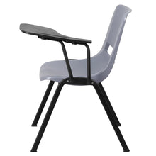 Load image into Gallery viewer, Gray Ergonomic Shell Chair with Left Handed Flip-Up Tablet Arm

