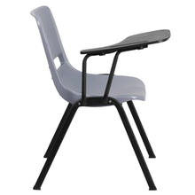 Load image into Gallery viewer, Gray Ergonomic Shell Chair with Right Handed Flip-Up Tablet Arm
