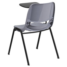 Load image into Gallery viewer, Gray Ergonomic Shell Chair with Right Handed Flip-Up Tablet Arm
