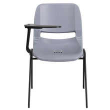 Load image into Gallery viewer, Gray Ergonomic Shell Chair with Right Handed Flip-Up Tablet Arm
