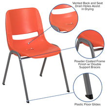 Load image into Gallery viewer, 880 lb. Capacity Orange Ergonomic Shell Stack Chair with Gray Frame
