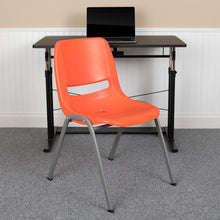 Load image into Gallery viewer, 880 lb. Capacity Orange Ergonomic Shell Stack Chair with Gray Frame
