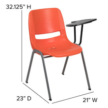 Load image into Gallery viewer, Orange Ergonomic Shell Chair with Left Handed Flip-Up Tablet Arm
