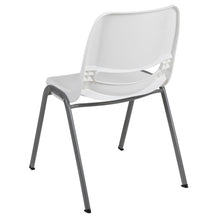 Load image into Gallery viewer, 880 lb. Capacity White Ergonomic Shell Stack Chair with Gray Frame
