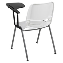 Load image into Gallery viewer, White Ergonomic Shell Chair with Left Handed Flip-Up Tablet Arm

