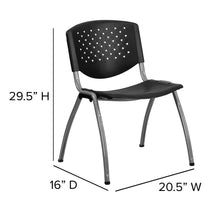 Load image into Gallery viewer, Black Plastic Stack Chair with Titanium Gray Powder Coated Frame
