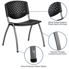 Load image into Gallery viewer, Black Plastic Stack Chair with Titanium Gray Powder Coated Frame
