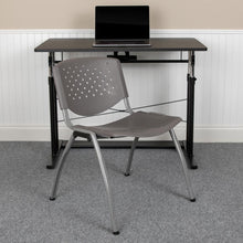 Load image into Gallery viewer, 880 lb. Capacity Gray Plastic Stack Chair with Titanium Gray Powder Coated Frame
