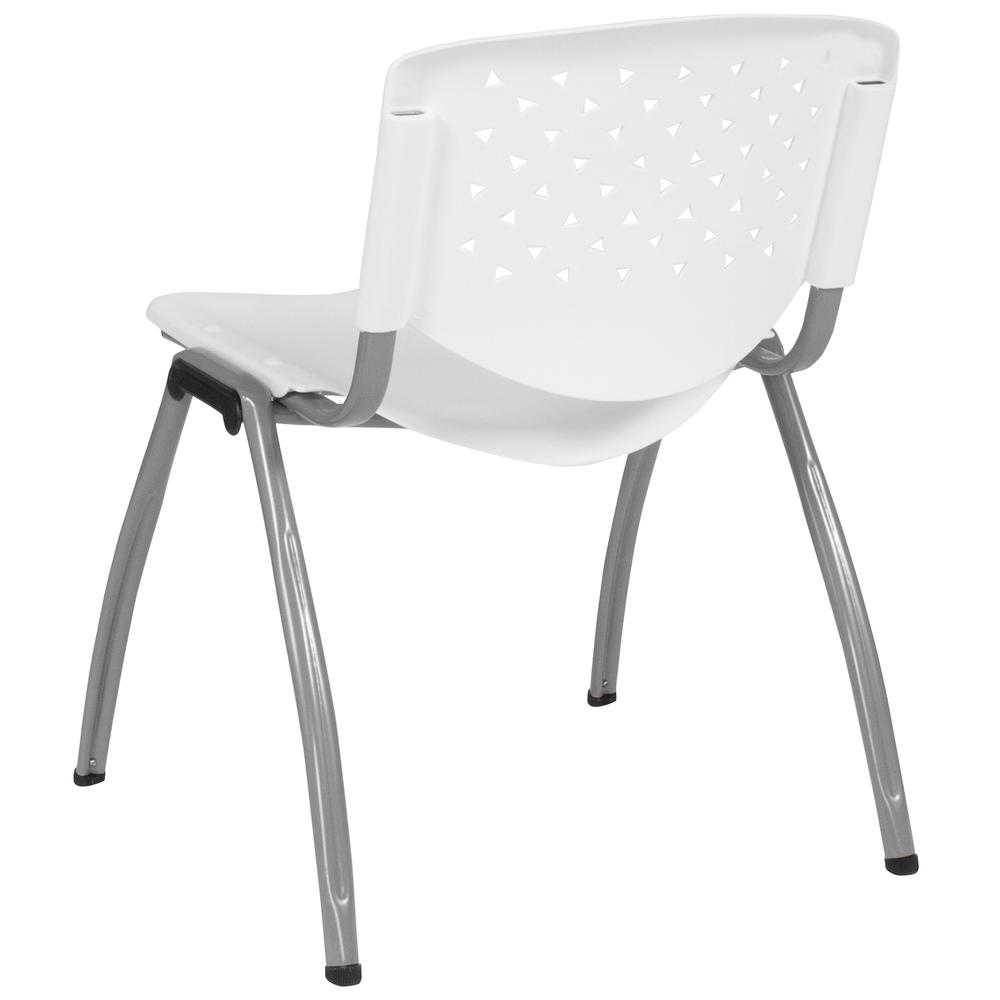 White Plastic Stack Chair with Titanium Gray Powder Coated Frame