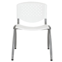 Load image into Gallery viewer, White Plastic Stack Chair with Titanium Gray Powder Coated Frame
