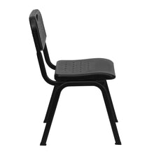 Load image into Gallery viewer, 880 lb. Capacity Black Plastic Stack Chair with Open Back and Black Frame
