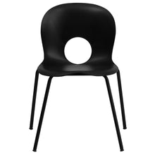 Load image into Gallery viewer, 770 lb. Capacity Designer Black Plastic Stack Chair with Black Frame
