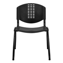 Load image into Gallery viewer, 880 lb. Capacity Black Plastic Stack Chair with Oval Cutout Back and Black Frame

