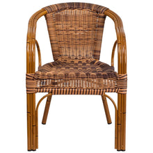 Load image into Gallery viewer, Burning Brown Rattan Restaurant Patio Chair with Dark Red Bamboo-Aluminum Frame
