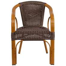 Load image into Gallery viewer, Dark Brown Rattan Restaurant Patio Chair with Red Bamboo-Aluminum Frame
