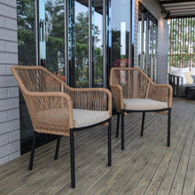 Load image into Gallery viewer, Set of 2 All-Weather Natural Woven Stacking Club Chairs
