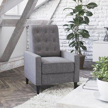 Load image into Gallery viewer, Fabric Upholstered Button Tufted Pushback Recliner in Gray for Residential, Use

