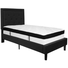 Load image into Gallery viewer, Twin Size Platform Bed in Black Fabric with Memory Foam Mattress
