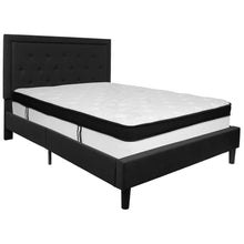 Load image into Gallery viewer, Queen Size Platform Bed in Black Fabric with Memory Foam Mattress
