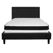 Load image into Gallery viewer, Queen Size Platform Bed in Black Fabric with Memory Foam Mattress
