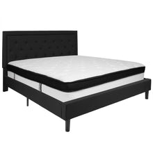 Load image into Gallery viewer, King Size Platform Bed in Black Fabric with Memory Foam Mattress
