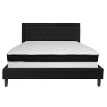Load image into Gallery viewer, King Size Platform Bed in Black Fabric with Memory Foam Mattress
