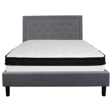 Load image into Gallery viewer, Queen Size Platform Bed in Light Gray Fabric with Memory Foam Mattress
