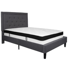 Load image into Gallery viewer, Full Size Platform Bed in Dark Gray Fabric with Memory Foam Mattress

