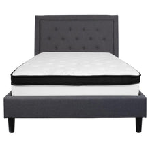 Load image into Gallery viewer, Full Size Platform Bed in Dark Gray Fabric with Memory Foam Mattress
