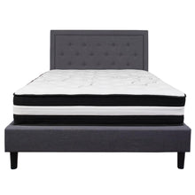 Load image into Gallery viewer, Queen Size Platform Bed in Dark Gray Fabric with Memory Foam Mattress
