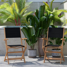 Load image into Gallery viewer, Folding Acacia Wood Patio Bistro Chairs with Natural X Base Frame, Set of 2
