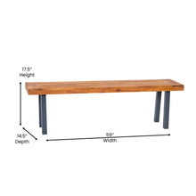 Load image into Gallery viewer, Solid Acacia Wood Bench for 2 with Slatted Top in a Natural Finish
